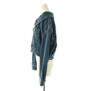 miumiu GWB046 ロゴプリント クロップドデニムジャケット 38 ブルー