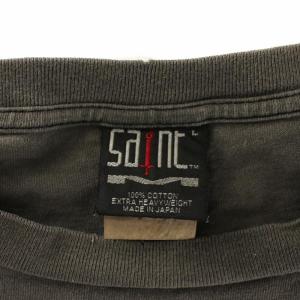 SAINTMICHAEL 23AW Tシャツ ヴィンテージ加工 SNTプリント L グレー SM-A23-0000-010