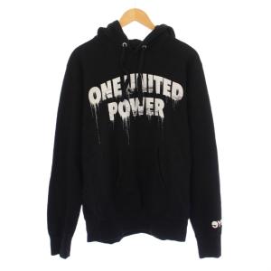 プルオーバーパーカー スウェット 長袖 ロゴ プリント M 黒 ブラック /BB