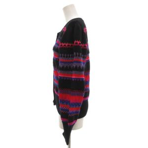 YVES SAINT LAURENT カーディガン ニット ウール 長袖 厚手 ラメ M マルチカラー ボーダー 総柄 /GV GY47