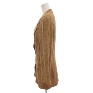 Max Mara 白タグ テーラードジャケット 背抜き シングル チェック柄 麻 リネン 40 M 茶 ブラウン /AE
