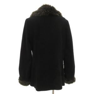 BURBERRY BLUE LABEL ファーコート 裏チェック柄 38 ブラック