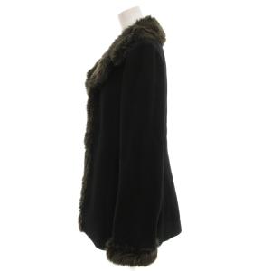 BURBERRY BLUE LABEL ファーコート 裏チェック柄 38 ブラック