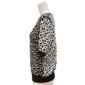 Max Mara 白タグ カットソー ニット切替 花柄 半袖 S 黒 ブラック 白 ホワイト /AE GY47