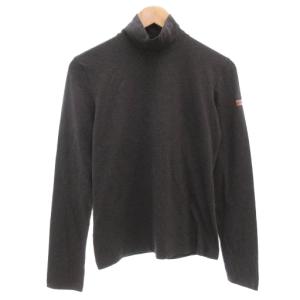 Tシャツ カットソー タートルネック ロゴ 長袖 M ダークグレー /AE GY47
