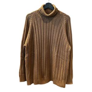 ケーブルニット  セーター タートルネック カシミヤ ラグランスリーブ 長袖 50 茶 ブラウン