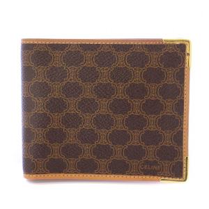 二つ折り財布 コンパクトウォレット マカダム柄 ロゴ PVC 茶 ブラウン /BB OH