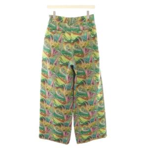 CABaN 23SS コットンポリエステルジャカード 1タックワイドパンツ マルチジャカードワイドパンツ S 緑 グリーン
