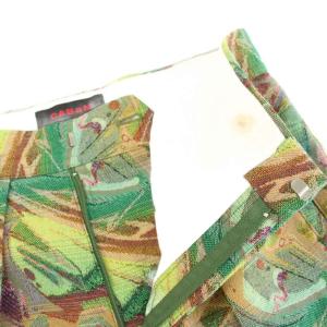 CABaN 23SS コットンポリエステルジャカード 1タックワイドパンツ マルチジャカードワイドパンツ S 緑 グリーン