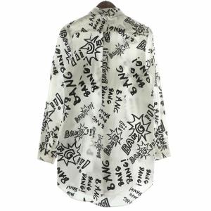 BLACK COMME des GARCONS シャツ グラフィティ 総柄 S ブラック ホワイト 1H-B001