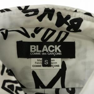 BLACK COMME des GARCONS シャツ グラフィティ 総柄 S ブラック ホワイト 1H-B001