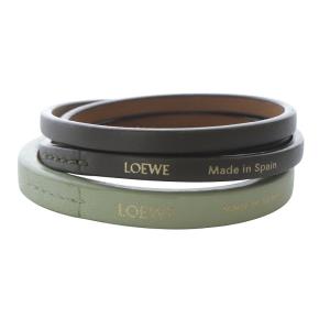 LOEWE ダブルバングル セット ブレスレット カーフレザー グリーン カーキ /YO23 OH