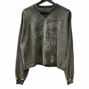 FORWARD WITH BAD GIRL ガール プリント ロンT スウェット 長袖 フェード加工 ドロップショルダー