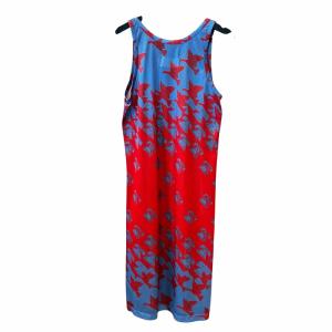 Maison Margiela タグ付き ワンピース ひざ丈 ノースリーブ メッシュ 総柄 36 赤 レッド 青 ブルー 129033983