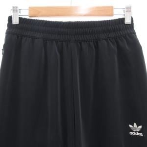 adidas ワイドパンツ イージー トレフォイルロゴ 刺繍 L 黒 ブラック /GV