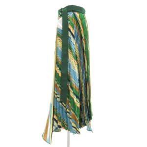 Lois CRAYON タグ付き ロング ドッキングスカート プリーツ フレア 切替 M マルチカラー ストライプ柄 /GV