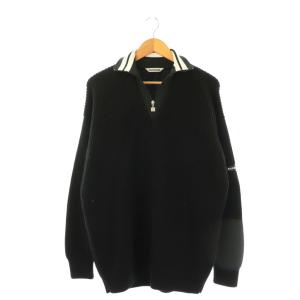 ハーフジップ レイヤード ニット XS ブラック