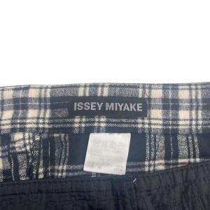 ISSEY MIYAKE ストレートパンツ 刺繍 チェック切替 2 ブラック ME13FF115 /KH