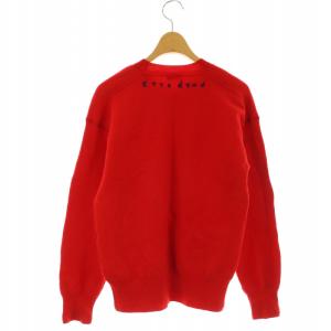 BURBERRY ウール バックロゴ ニット プルオーバー クルーネック F レッド