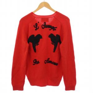 ニット セーター エンブロイダリー ウール カシミア混 レッド