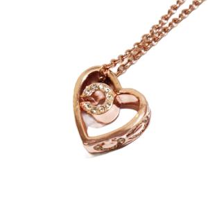 オープンハートネックレス Cロゴ ビジュー ピンクゴールドカラー /KH