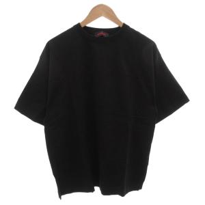 コットン ドロップショルダークルーネックプルオーバー Tシャツ カットソー 半袖 M 黒 ブラック 59-03-01-03001