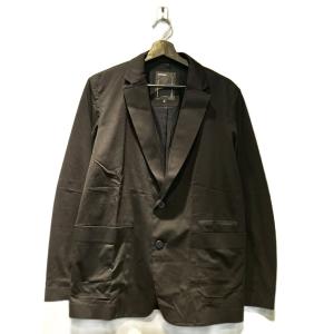 テーラードジャケット シングル 裏地なし 2B コットン 黒 ブラック /UD