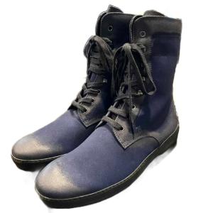 ウィンター ゴンミーニ レースアップブーツ 撥水 スエード ペイントデザイン 27 紺 ネイビー