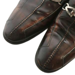 DOLCE&GABBANA ローファー レザー ホースビット ロゴ シルバー金具 6 25?26cm 茶色 ブラウン /XZ GY19