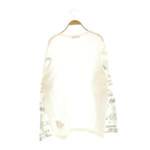 Yohji Yamamoto POUR HOMME 22AW LINED PRINT Tシャツ カットソー 3 ホワイト ブラック HE-T77-998 /DO