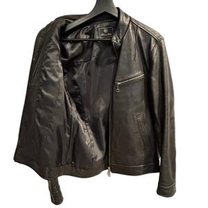 MEN'S BIGI シングルライダース レザージャケット スタンドカラー ダブルジップ 2 黒 ブラック MO193LJM21