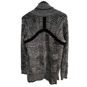 DENHAM ニットカーディガン ラグランスリーブ パイピング  2 黒 ブラック 白 ホワイト