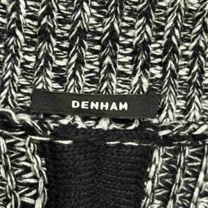 DENHAM ニットカーディガン ラグランスリーブ パイピング  2 黒 ブラック 白 ホワイト