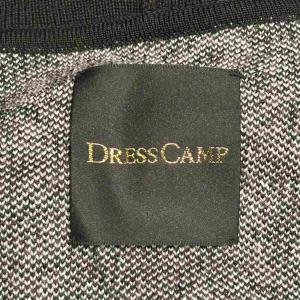 DRESSCAMP ニットカーディガン ウール 総柄 ダブル バスケットボタン 38 黒 ブラック 白 ホワイト 50-12A20801