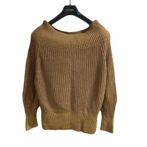 Deuxieme Classe 17SS セーター ニット 長袖 オフショルダー 畦編み 麻 リネン ベージュ TC
