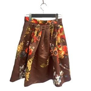 BLUGIRL BLUMARINE タグ付き スカート ひざ丈 タック フレア 花柄 38 茶 ブラウン TC