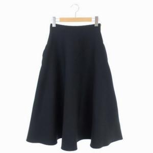 20SS Wフェイス ミモレ フレアスカート ロング 02 M 黒 ブラック TC