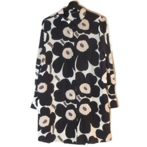 シルク100％ シャツワンピース ネイビー系 42