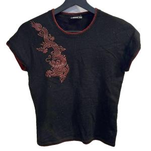 ニット セーター ベスト フレンチスリーブ ドラゴンデザイン 0 黒 ブラック  WGA