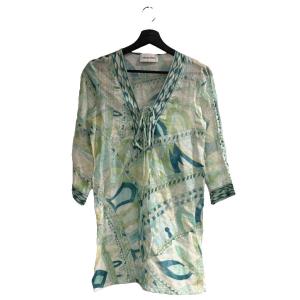 カットソー 長袖 総柄 38 緑 グリーン WGA