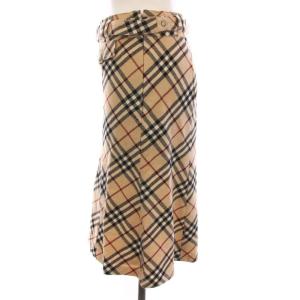 BURBERRY BLUE LABEL スカート ひざ丈 ノバチェック ウール 36 ベージュ 黒 赤 FLF47-582-43 /YM