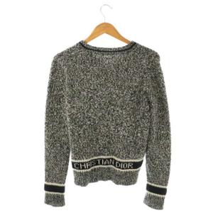 Christian Dior ウールカシミヤVネックニットセーター I42 ブラック ホワイト
