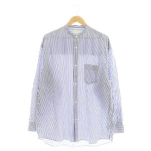  Broad LS Oversized Band Collar Shirt ストライプ バンドカラーシャツ