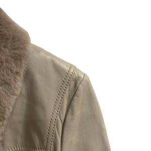 DKNY レザージャケット ファー ダブルジップ 4 グレー WGA