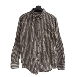 シャツ 長袖 ストライプ L 茶 ブラウン WGA