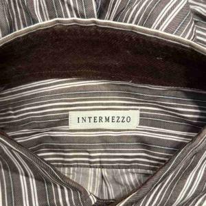 INTERMEZZO シャツ 長袖 ストライプ L 茶 ブラウン WGA