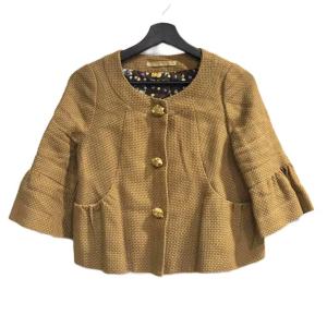 ノーカラージャケット 1 約S ベージュ キャメル WGA
