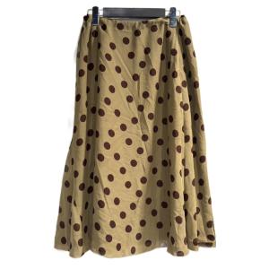 ラップスカート ロング丈 ドット柄 シルク 2 約M ベージュ WGA