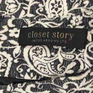 UNITED ARROWS closet story ワンピース ひざ丈 ボタニカル柄 白 ホワイト 黒 ブラック WGA