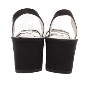 BOTTEGA VENETA サンダル ヒール ビジュー スクエアトゥ 37 黒 ブラック /JS WGA